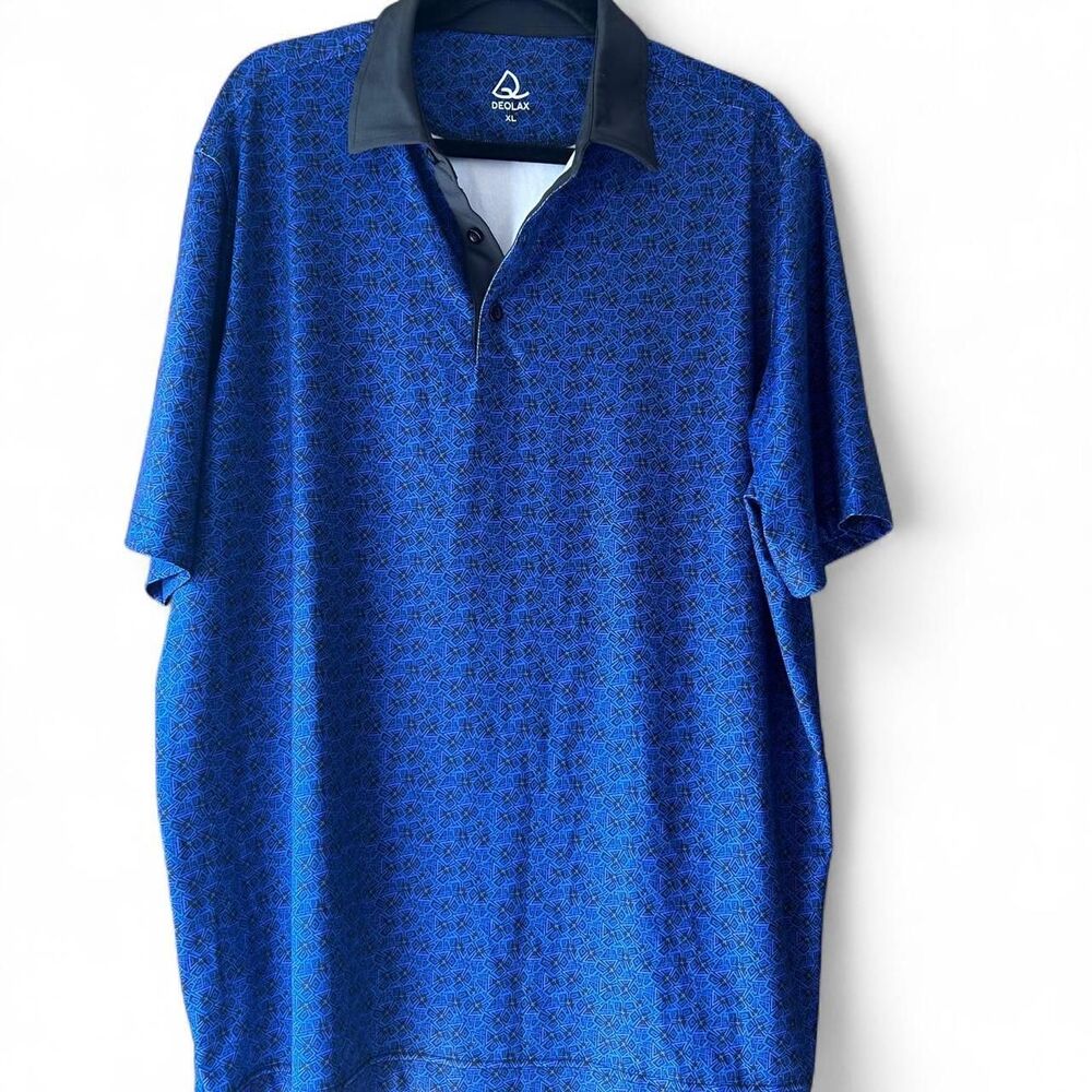 Deolax Men's Blue and Navy golf XL Polo-shirt colorful Lightweight